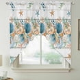 thumbnail image 2 of Vintage Beach Coastal Swag Curtains for Kitchen/Bedroom/Living Room, Nautical Shell Starfish Coral Summer Scalloped Curtains 63 Inch Long, Window Swag Topper Curtains Valances 2 Panels Set 36"x63", 2 of 8