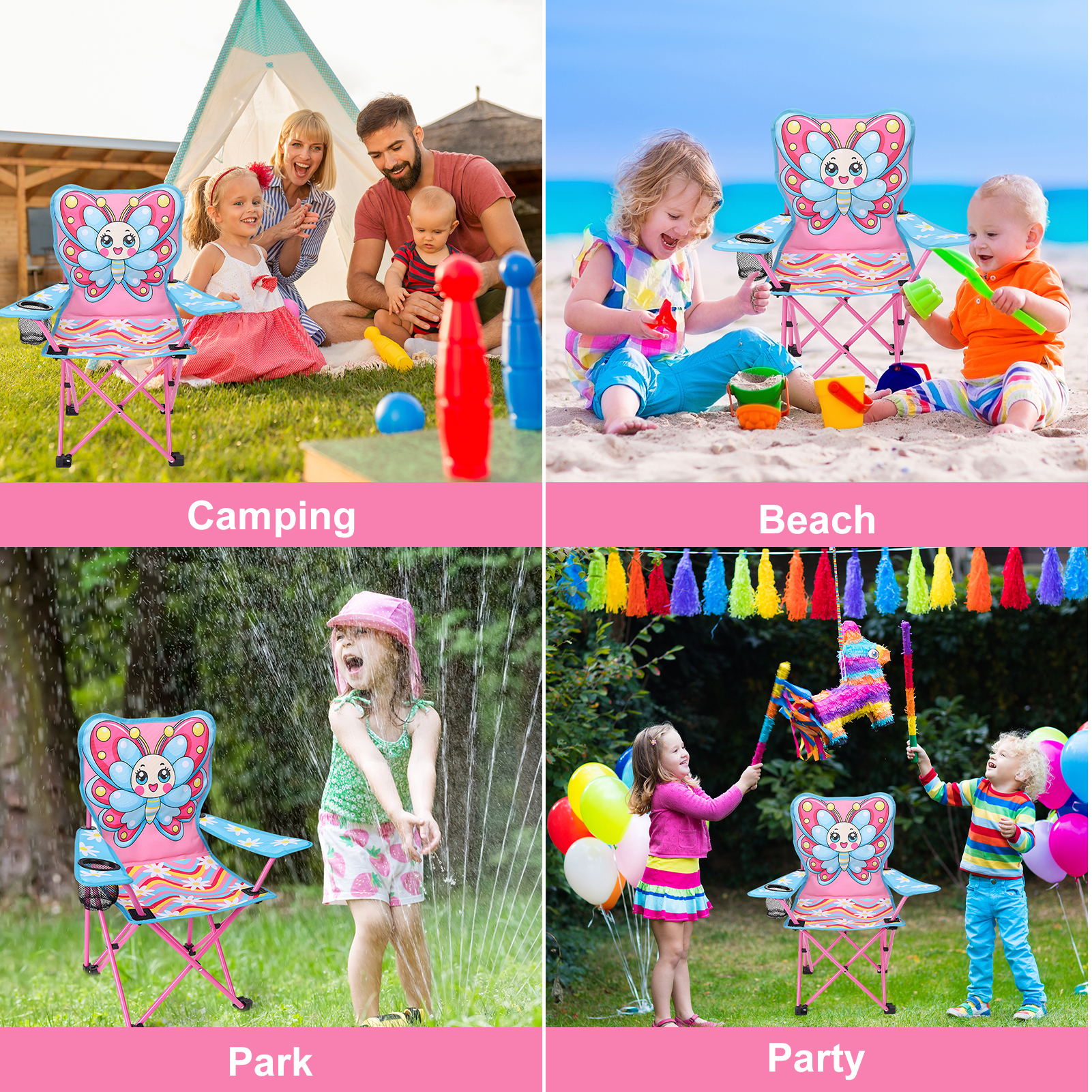 Hengguang Kids Camping Chair with Cup Holder, Butterfly photo 4