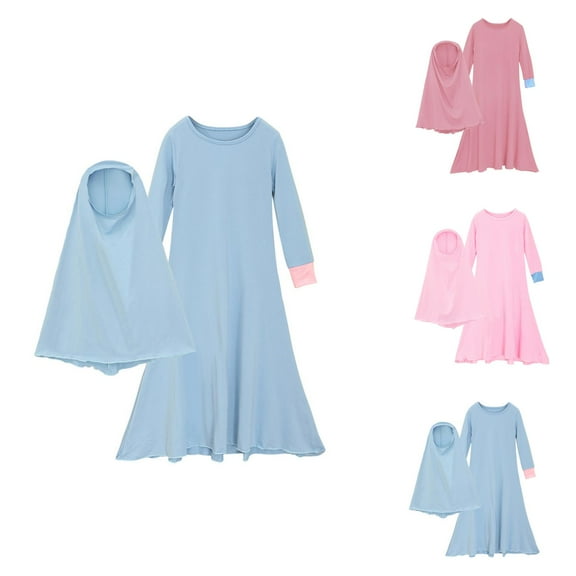 Outfit Sets for Girls Sets for Girls Baby Girls' Ramadan Abaya With Hijab Full Length Robe Burka Maxi Little Kid Toddler Baby Girl Dresses