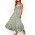 thumbnail image 7 of Rovga Women Casual Floral Printing Summer Boho Strapless Sleeveless Ruffle Beach Maxi Tiered Midi Dress Elegant Dailywear, 7 of 7
