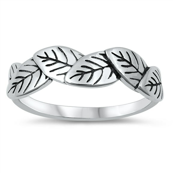 Overlapping Leaf Tree Nature Boho Ring .925 Sterling Silver Band Jewelry Female Male Unisex Size 10