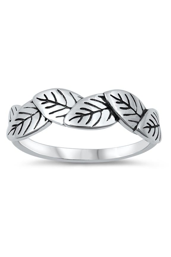 Overlapping Leaf Tree Nature Boho Ring .925 Sterling Silver Band Jewelry Female Male Unisex Size 4