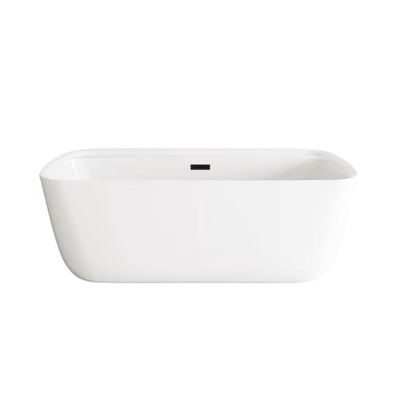 Elegant Kitchen & Bath BT10567GW-MBK 67 in. Soaking Bathtub, Glossy White with Matte Black Trim