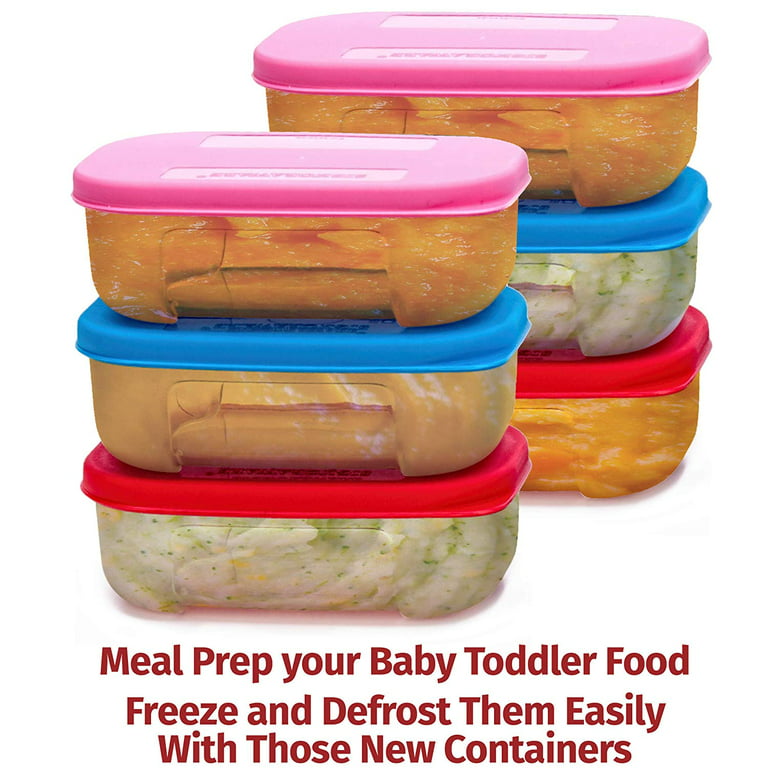 Quicker Defrost Small Reusable Freezer Containers Set of 6-4.7 oz. for Baby/ Toddler Foods, Meal Prep, Ice Cream,Leftovers Stackable Airtight Food  Storage Containers with Lid Plastic Freezer Container 