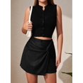 thumbnail image 6 of Faux Suede Mini Skirt Fall Winter Bodycon Short Suede Mini Skort for Women Black S, 6 of 9