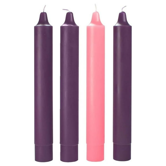 Advent Pillar Candles 12" x 1.5", Stearin Wax Candlesticks for Religious Activity, Clean Burn Candles, Decorative Candle Sticks for Celebration & Occasion, 3 , 1 Rose