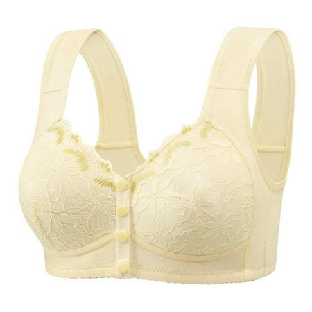 Xiaoxatg Women s Fixed Cup Front Buckle Underwear For The Elderly Plus Size Bra Without Underwire Thin Tank Top Bra Front Closure Wireless Bras for Women