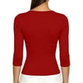 thumbnail image 5 of ClodeEU Women's Scoop Neck Ribbed 3/4 Sleeve Fitted Top,Solid Stretchy Basic Layering Tee ,Women's Plus L, 5 of 7