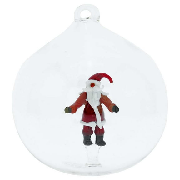 GlassOfVenice Murano Glass Santa Christmas Ornament
