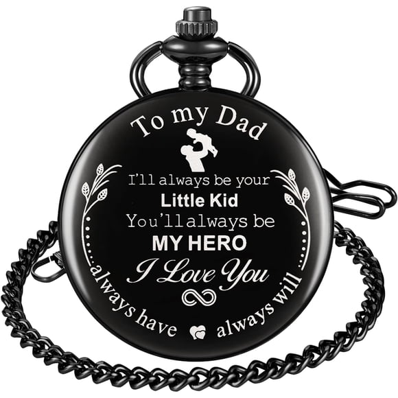Tiong Vintage Dad Pocket Watch Engraved Quartz Grandpa Pocket Watches and Chain - Timeless Gift for Father s Day Birthday Retirement