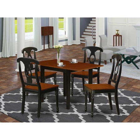 East West Furniture Dining Room Set Black & Cherry NDKE5-BCH-W