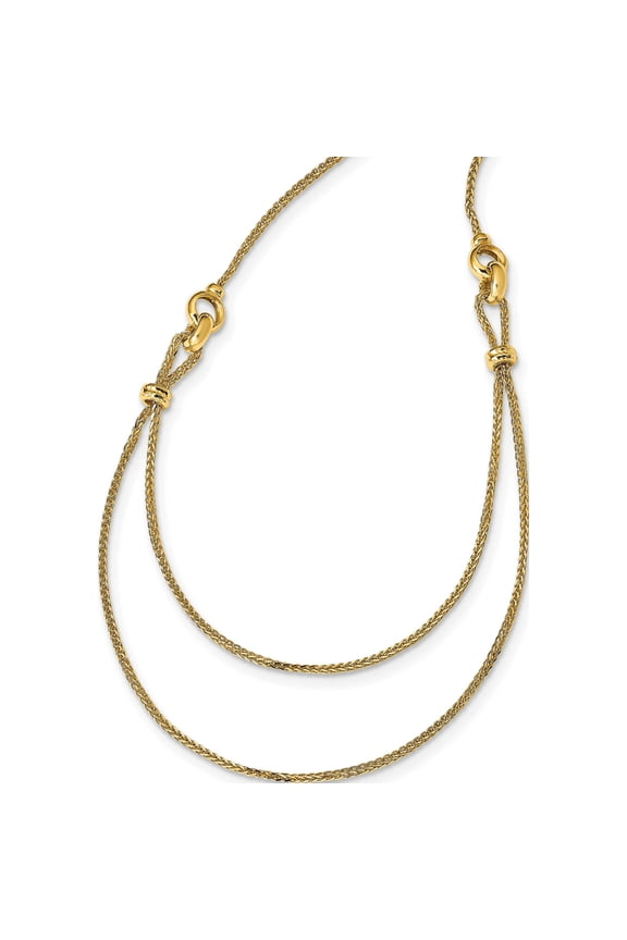 14K Yellow Gold Jbsp's Polished 2 Layer D/C Beaded Necklace (17 X 2) Made In Italy lf1176-17