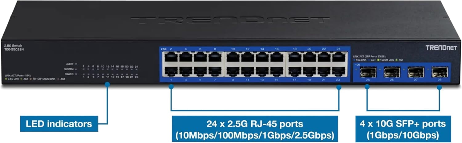 TRENDnet  TEG-S50284 28-Port 2.5G Switch with 10G SFP+ Ports