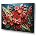 thumbnail image 2 of Designart "Ferns Coral Papercut" Floral Canvas Print, 2 of 5