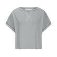 thumbnail image 3 of FAHXNVB Women Short Sleeve Workout Shirts Open Back Oversized T Shirts Casual Yoga Y2k Athletic Gym Slouchy Crop Running Tees,XXL,Gray, 3 of 6