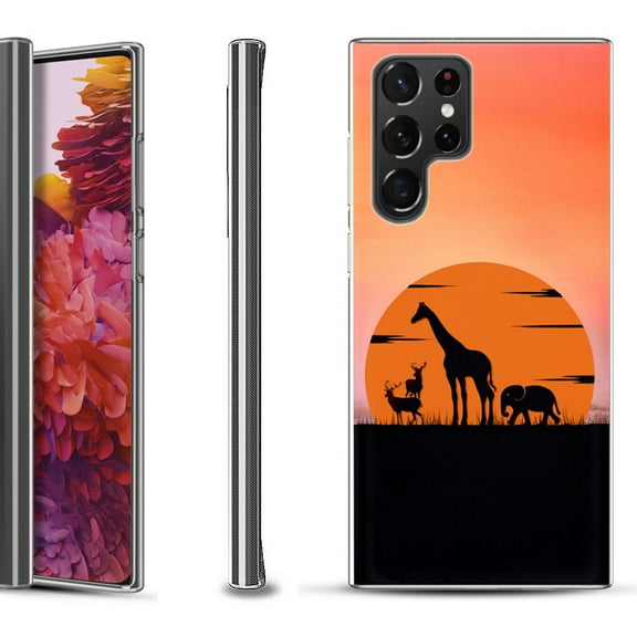 Slim-Fit Fashion Gel Phone Case for Samsung Galaxy S22 Ultra 5G, by OneToughShield ® - Sunset Safari