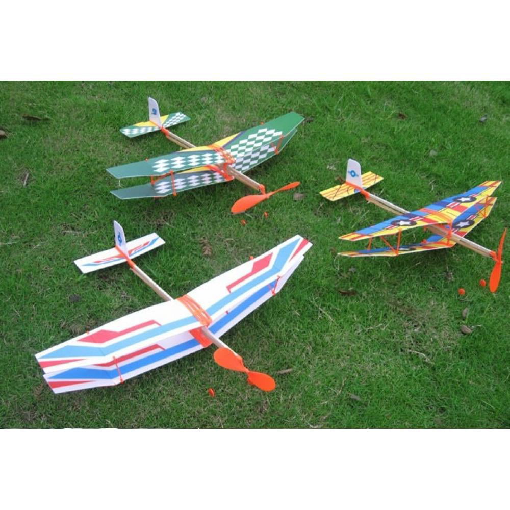 Rubber Band Powered Glider Plane Aircraft Kit Flying Model Children Toy 