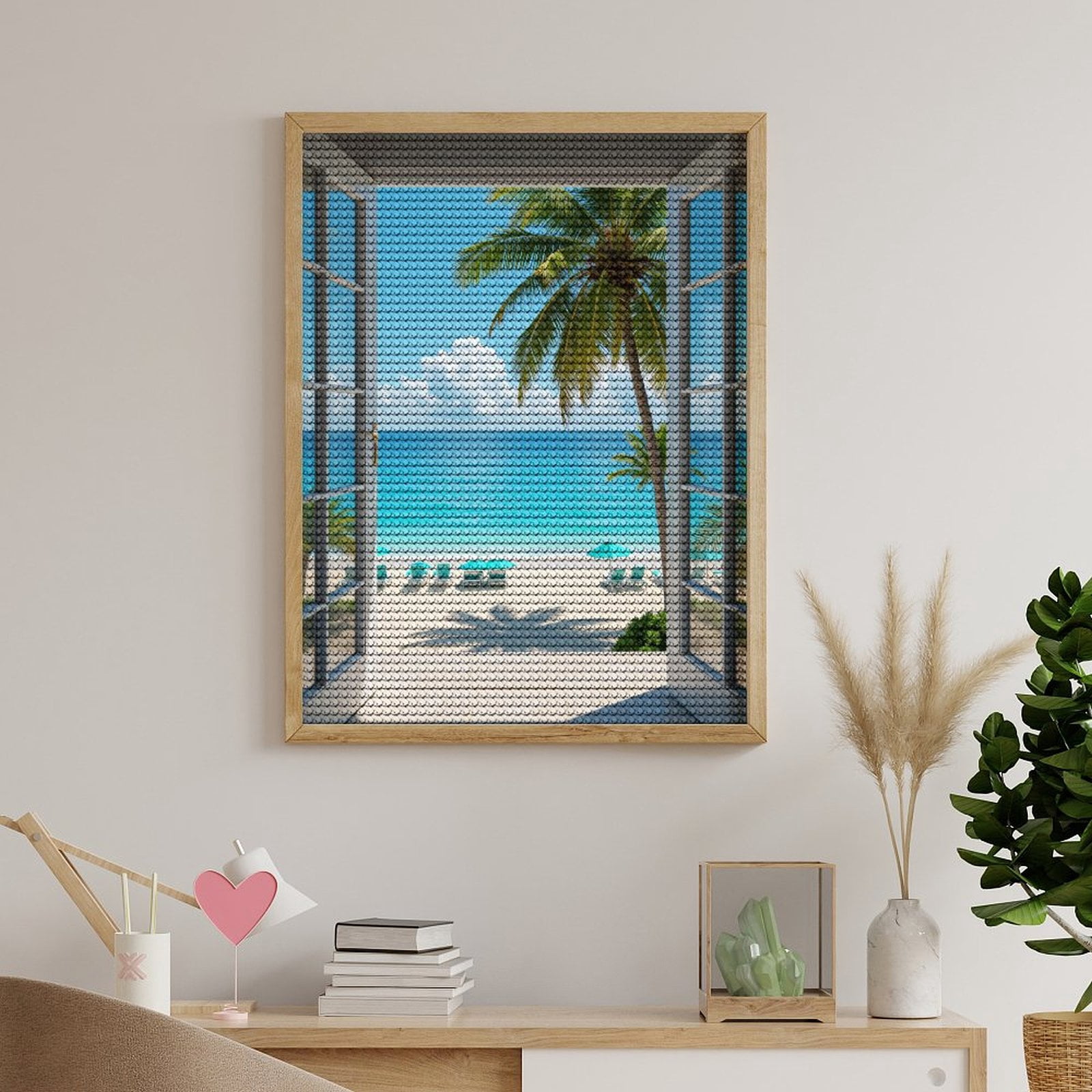 Diamond Art Kits for Adults - Open Door Beach View Ocean Serenity 5d Diamond Painting for Adults, Diamond Art for Adults Beginners, Frameless Diamond Painting Kits for Adults for Home Wall Decor
