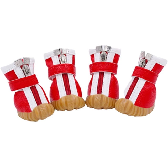 2 pares de botas para perros, pantuflas para perros, calcetines para perros, calcetines antideslizantes para perros, zapatos para perros, botas antideslizantes para perros, patas lesionadas, rojo
