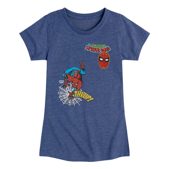 Spider-Man - Spidey Thwip Faux Patch - Youth Girls Fitted Short Sleeve T-Shirt