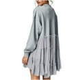thumbnail image 5 of Women's Summer Dresses 2026 Sweatshirt Dress Long Sleeve Crewneck Pullover Mid-Lenghth Dress Flowy Party Dress, 5 of 7