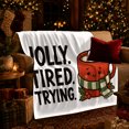 thumbnail image 3 of Jolly Tired Trying Red Mug with Scarf, Whimsical Cartoon Style for Cocoa Lovers, White Cozy Holiday Scene and Christmas Gift, Cozy Flannel Blanket for Living Room and Guest Room, Home Decor, 3 of 9