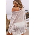 thumbnail image 4 of Charmo Womens Crew Neck Crochet Top Long Sleeve Swim Cover Ups Swimsuit, 4 of 4