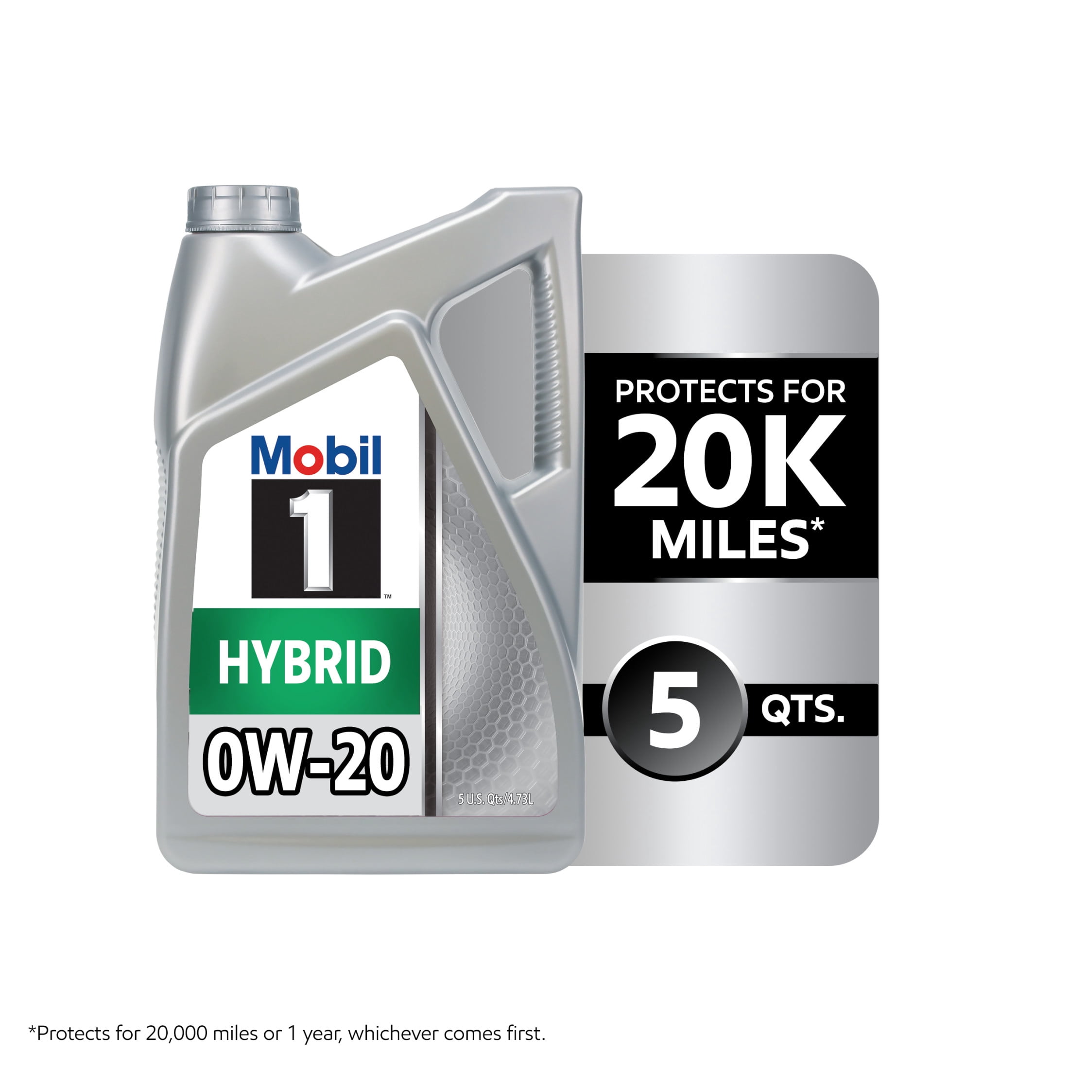 Mobil 1 Hybrid 0W-20 Advanced Full Synthetic Motor Oil, 5 Quart
