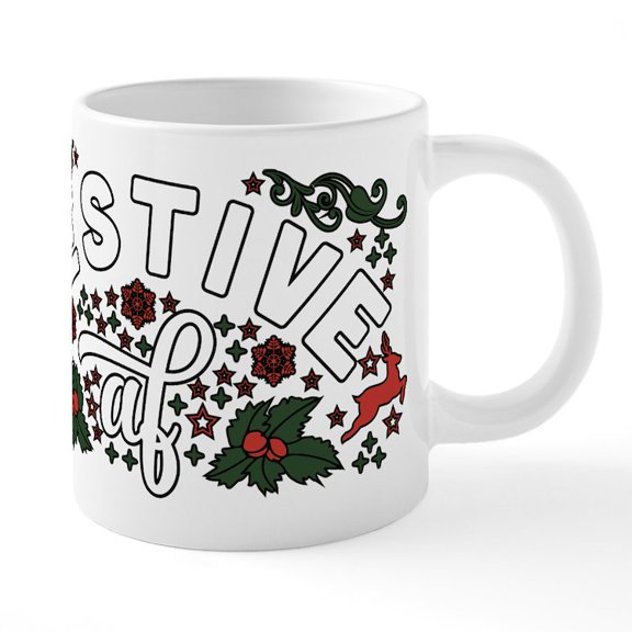 CafePress - Festive AF - 20 Oz White Ceramic Mega Mug