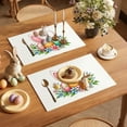 thumbnail image 6 of Tumdkd Easter Placemat Set of 2, 17x9 Inch White Linen Woven Table Mats, Heat Resistant Non-Slip Washable Bunny Egg Design, Heavy Duty Dining Table Decor for Spring Holiday, 6 of 6