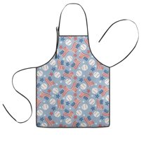 Blue Baseballs and USA Flags Pattern Kids Aprons for Girls and Boys,Adjustable Neck Strap Toddler Aprons for Kids Cooking Baking