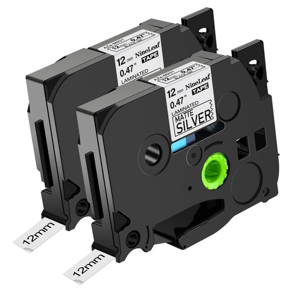 NineLeaf 2 Pack Compatible for Brother P-touch TZe-M931 TZ-M931 12mm 1/2'' Black on Matte Silver Laminated TZe TZ Label Tape 0.47" x 26.2ft