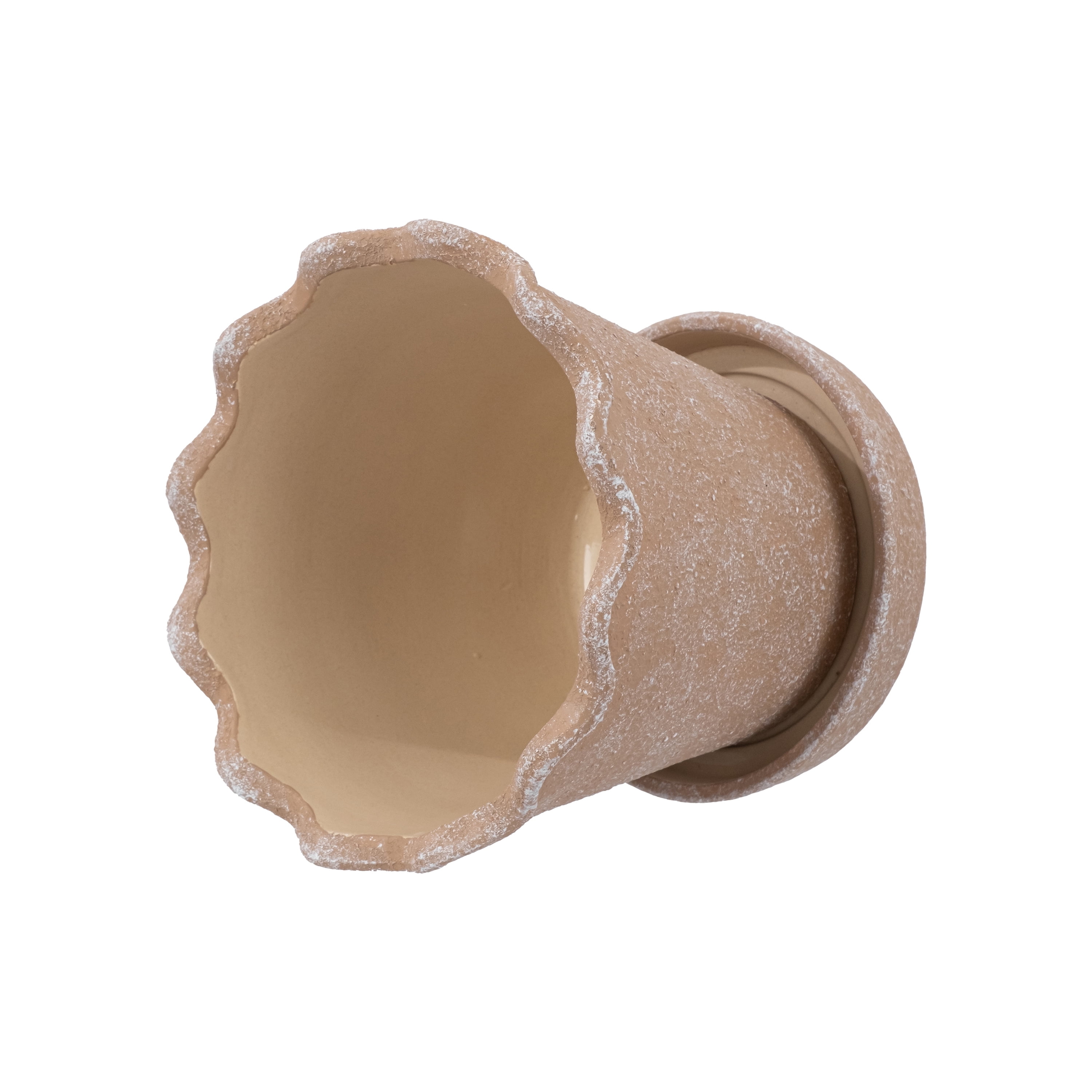 My Texas House 8 inch Ceramic Wave Planter, Brown