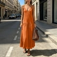 thumbnail image 6 of Sundresses for Women Summer Smocked Cami Maxi Dresses Spaghetti Strap V Neck Flowy Long Beach Vacation Dress, S, 6 of 6