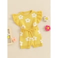 thumbnail image 6 of Aojekbee Baby Girls Summer 2 Piece Outfits Floral Print Ruffle Tank Tops and Elastic Shorts Set Fashion Cute Clothes, 6 of 10