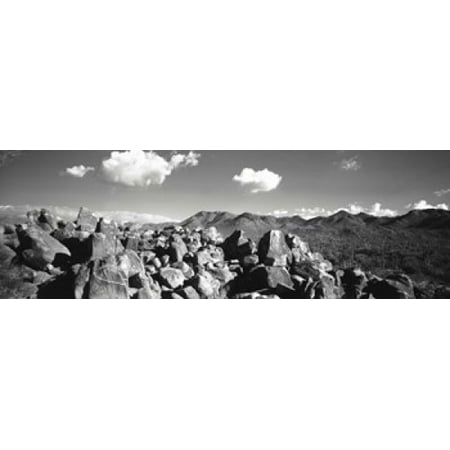 Landscape Boulder - Boulders on a landscape Saguaro National Park Tucson Pima County Arizona USA Canvas Art - Panoramic Images (18 x 6)