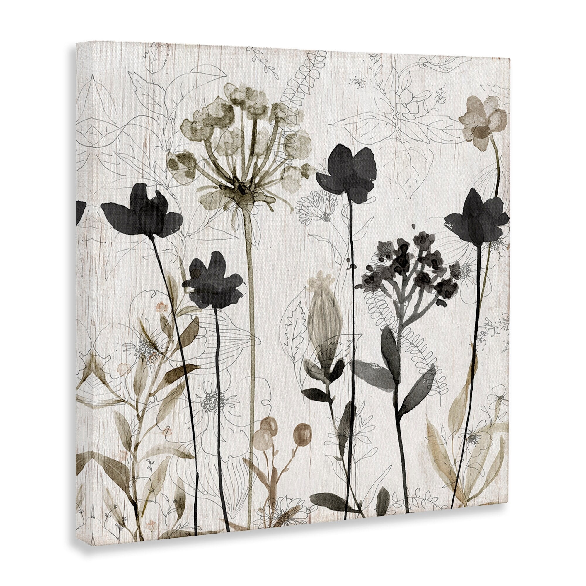 Stupell Industries Abstract Overlapping Flower Sprigs Botanical & Floral Painting Gallery Wrapped Canvas Print Wall Art