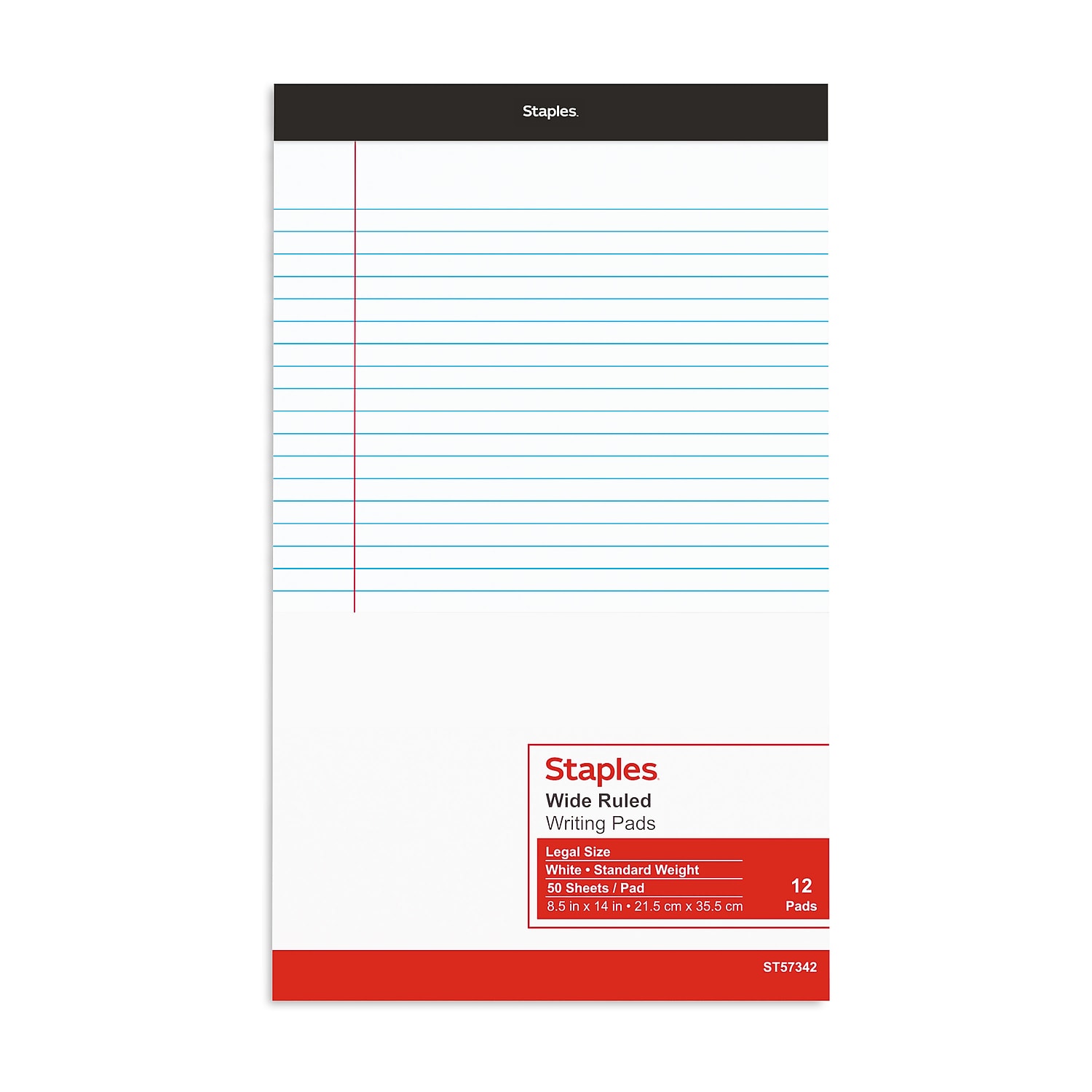 Staples Notepads 8.5" x 14" Wide White 50 Sh/Pad 12 Pads/PK (51297/26786) TR57342/26786