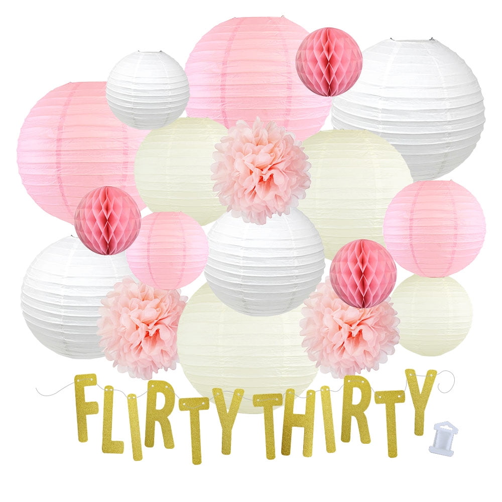 pink and gold paper lanterns