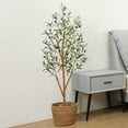 thumbnail image 6 of DR.Planzen 4 ft Artificial Olive Plants with Realistic Leaves and Natural Trunk, Silk Fake Olive Tree in Black Plastic Pot, Faux Olive Tree for Office Home, 6 of 9