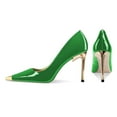 thumbnail image 4 of FSJ Women Classic Closed Cap Toe Pumps Slip on Stiletto High Studded Heels Metal Sexy Dress Wedding Daily Wear Shoes Size 6 Green, 4 of 4