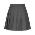 thumbnail image 6 of Women Girls Short Skirts High Waist Pleated Skater Tennis Skirt Summer Solid Color Cotton Linen Skirt Anti-Exposure Safety A Line Mini Skirts, 6 of 9