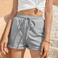 thumbnail image 4 of Shorts for Women Clearance!Yanyanz Womens Pants Comfy Elastic Shorts Pockets Summer Waist Drawstring Casual Beach Pants Teen Girl Gifts Trendy Stuff Womens Pants Grey M, 4 of 6