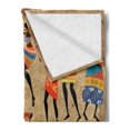 thumbnail image 2 of African Soft Flannel Fleece Throw Blanket, Woman Silhouettes with Traditional Clothes Carrying Bowls on Head, Cozy Plush for Indoor and Outdoor Use, 50" x 60", Ecru Multicolor, by Ambesonne, 2 of 5
