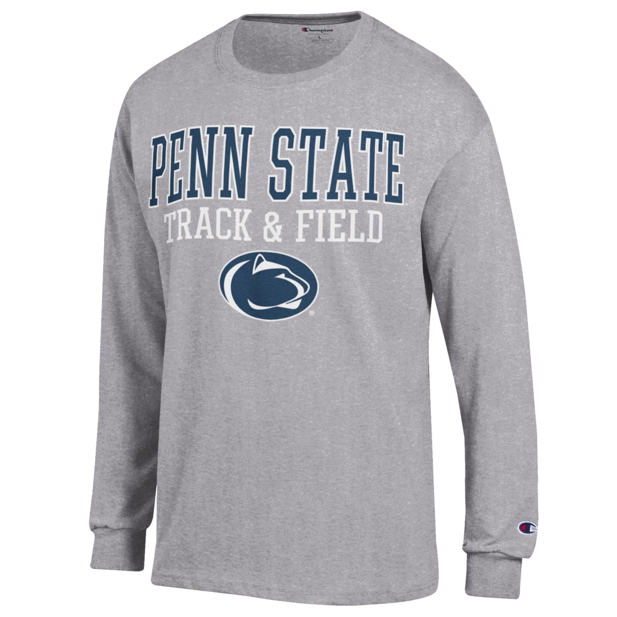 Men's Champion  Gray Penn State Nittany Lions Track & Field Stack Long Sleeve T-Shirt