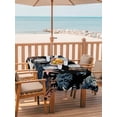 thumbnail image 2 of Outdoor Tablecloths with Umbrella Hole & Zipper, Black Blue Coastal Tablecloth Rectangle 60x84 Inch, Summer Beach Coral Shell Starfish Seahorse Waterproof Table Cloth, Patio/Pool/Picnic Table Covers, 2 of 8