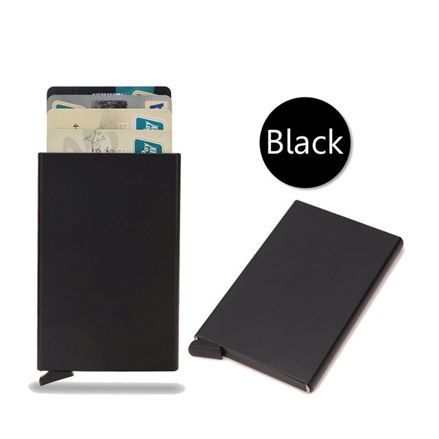 Billetera inteligente Rfid para hombre y mujer, tarjetero de Metal delgado, billetera minimalista emergente, monedero pequeño negro, Vallet Walets para hombre