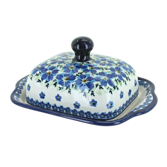 Blue Rose Polish Pottery Kalina Square Butter Dish