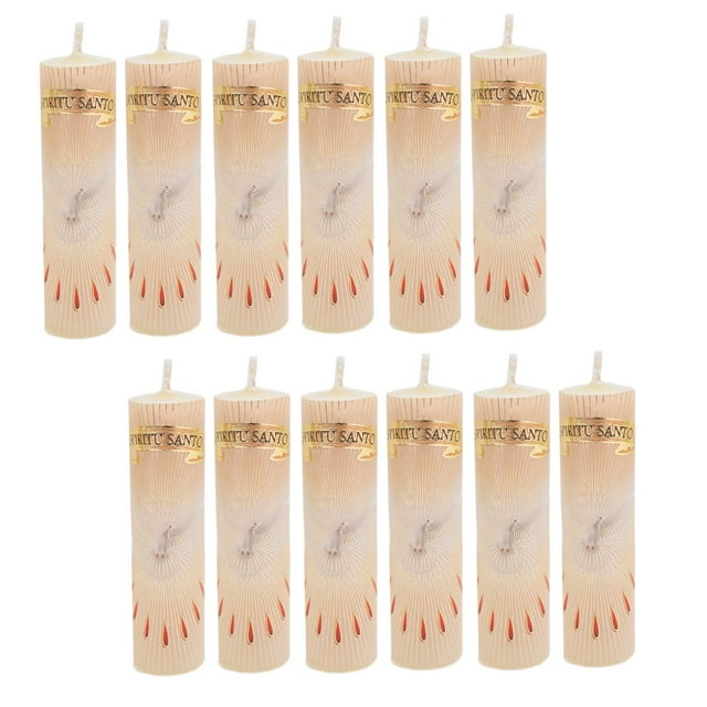 Mini Cirio, paquete Con 12 Piezas decorados para recuerdos (Espiritu santo)