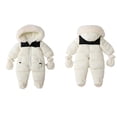 thumbnail image 3 of GYRATEDREAM Baby Winter Warm Puffer Solid Zipper Romper Hooded Snowsuit with Mittens 3-18 Months, 3 of 10